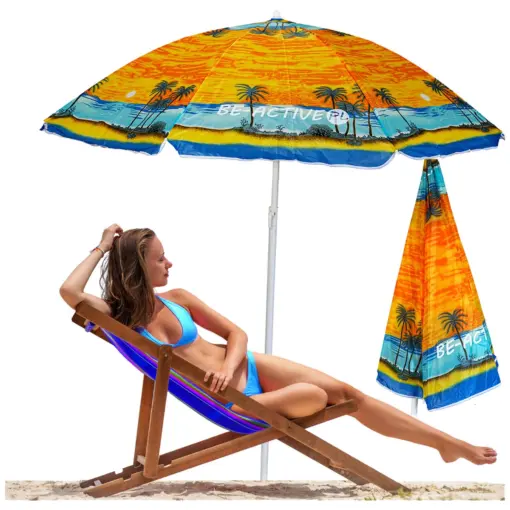 Parasol plażowy ogrodowy składany na balkon 180cm Pomarańczowy