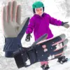 Rękawice narciarskie zimowe rękawiczki dla dzieci ocieplane wodoodporne granatowe dla dziewczynki