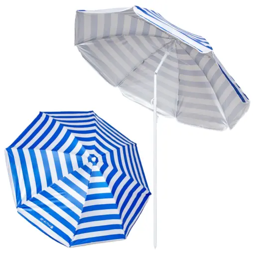 Parasol plażowy ogrodowy składany na balkon 180cm Niebieskie paski