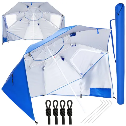 Duży parasol plażowy i ogrodowy 3w1 - składany parawan
