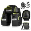 Torba turystyczna 3w1 na rower wielofunkcyjna wodoodporna 65l czarno-zielona TT2