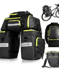 Torba turystyczna 3w1 na rower wielofunkcyjna wodoodporna 65l czarno-zielona TT2