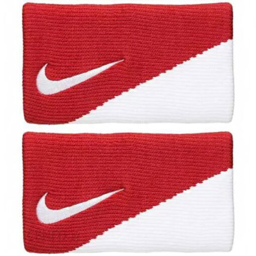 Frotka na rękę Nike Dri-Fit Doublewide Wristband czerwono biała 2szt NNND7625