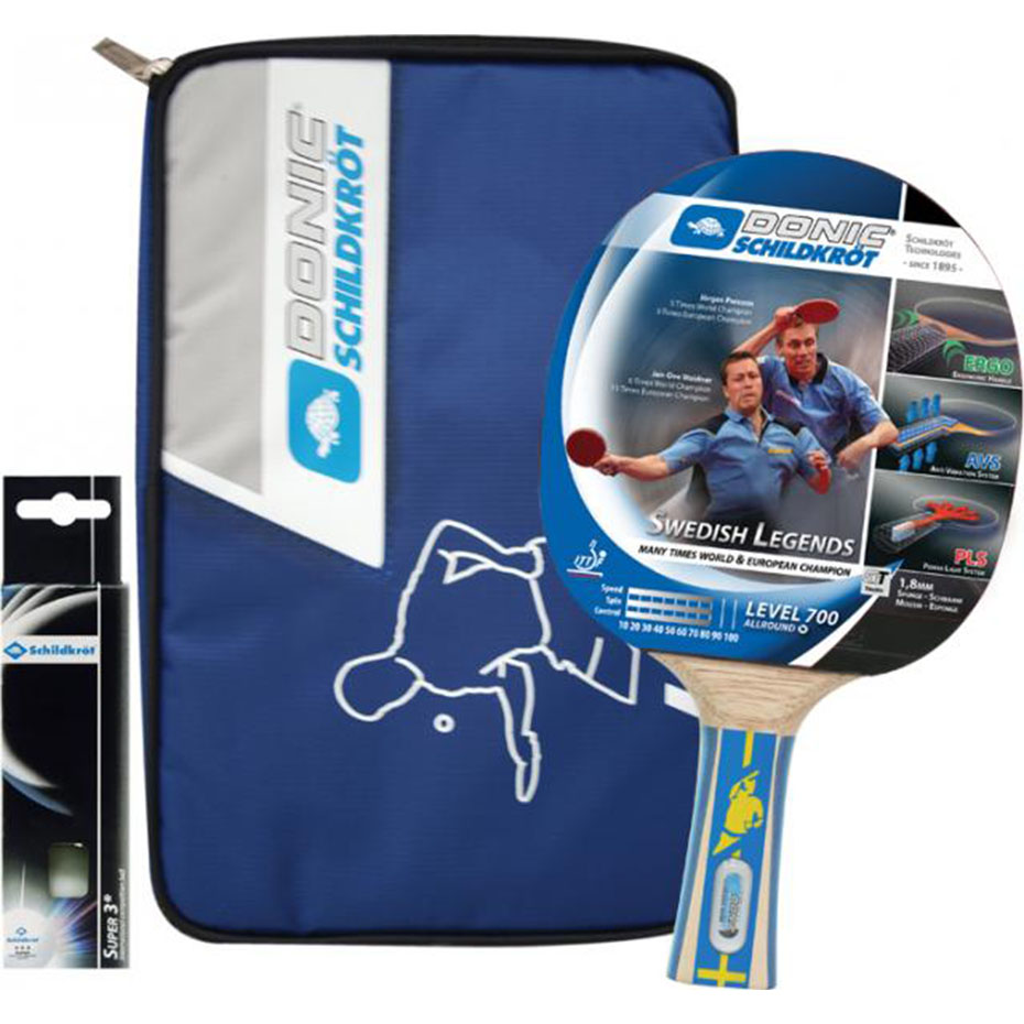 Zestaw do ping ponga Donic Swedish Legends 700 1 rakietka, 3 piłki, pokrowiec 788684