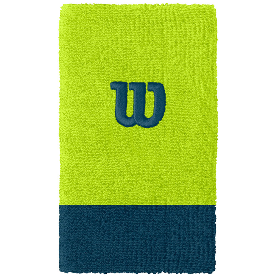 Frotki tenisowe Wilson Extra Wide W Wirstband zielono-granatowe WRA733525