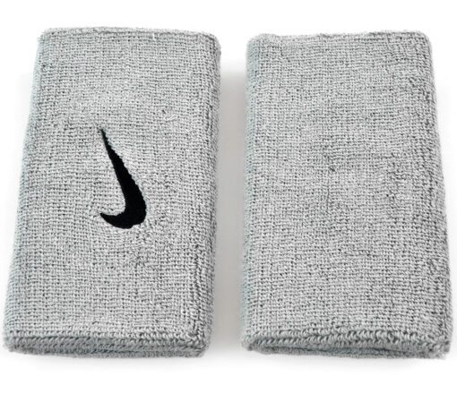 Frotka na rękę szeroka Nike Swoosh Doublewide szara 2szt NN05078