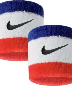 Frotki na nadgarstek Nike Swoosh niebiesko-biało-czerwone 2 szt. N0001565620