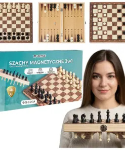 Gra 3w1 szachy warcaby backgammon magnetyczne drewniane