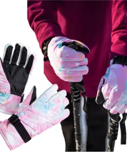 Rękawice narciarskie zimowe na deskę narty rozmiar M dłoń 19 cm różowe