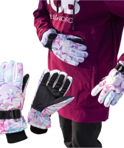 Rękawice narciarskie zimowe na deskę narty rozmiar M dłoń 19 cm fioletowe