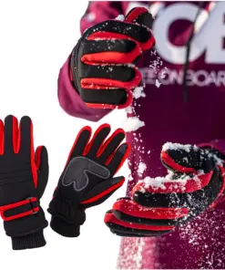 Rękawiczki do ekranów dotykowych narciarskie na zimę M czerwone