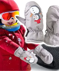 Rękawiczki dziecięce narciarskie zimowe jednopalczaste 12 cm szare