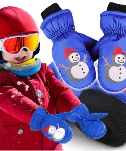 Rękawiczki dziecięce narciarskie zimowe jednopalczaste 12 cm niebieskie