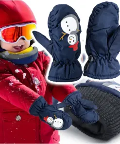 Rękawiczki dziecięce narciarskie zimowe jednopalczaste 12 cm granatowe