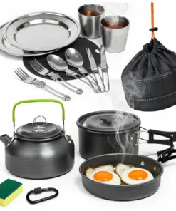 Zestaw garnków naczyń turystycznych pod namiot czarny