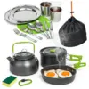 Zestaw garnków naczyń turystycznych pod namiot zielony