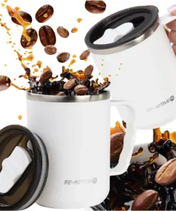 Kubek termiczny biały turystyczny termos z rączką 450ml na kawę herbatę