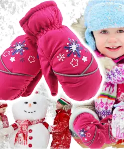 Rękawiczki dziecięce narciarskie zimowe różowe rękawice jednopalczaste ciepłe 2-6 lat