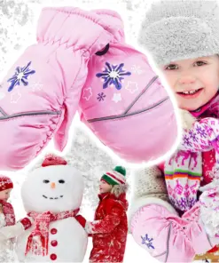 Rękawiczki dziecięce narciarskie zimowe jasno różowe rękawice jednopalczaste ciepłe 2-6 lat