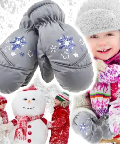 Rękawiczki dziecięce narciarskie zimowe szare rękawice jednopalczaste ciepłe 2-6 lat