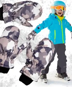 Rękawice zimowe dziecięce ciepłe rękawiczki narciarskie na zimę moro szare