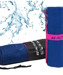 Ręcznik szybkoschnący z mikrofibry 180x100 granatowo-różowy