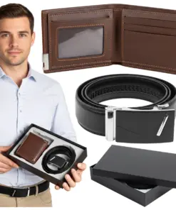 Pasek i portfel na prezent dla chłopaka elegancki męski zestaw ZP07
