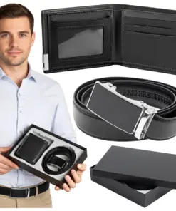 Pasek i portfel na prezent dla chłopaka elegancki męski zestaw ZP08