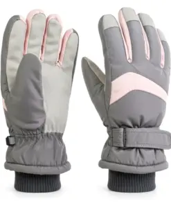 Rękawiczki narciarskie zimowe na snowboard narty M/L szaro-różowy