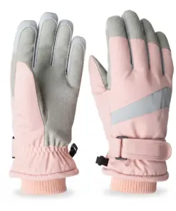 Rękawiczki narciarskie zimowe na snowboard narty M/L jasno-różowe