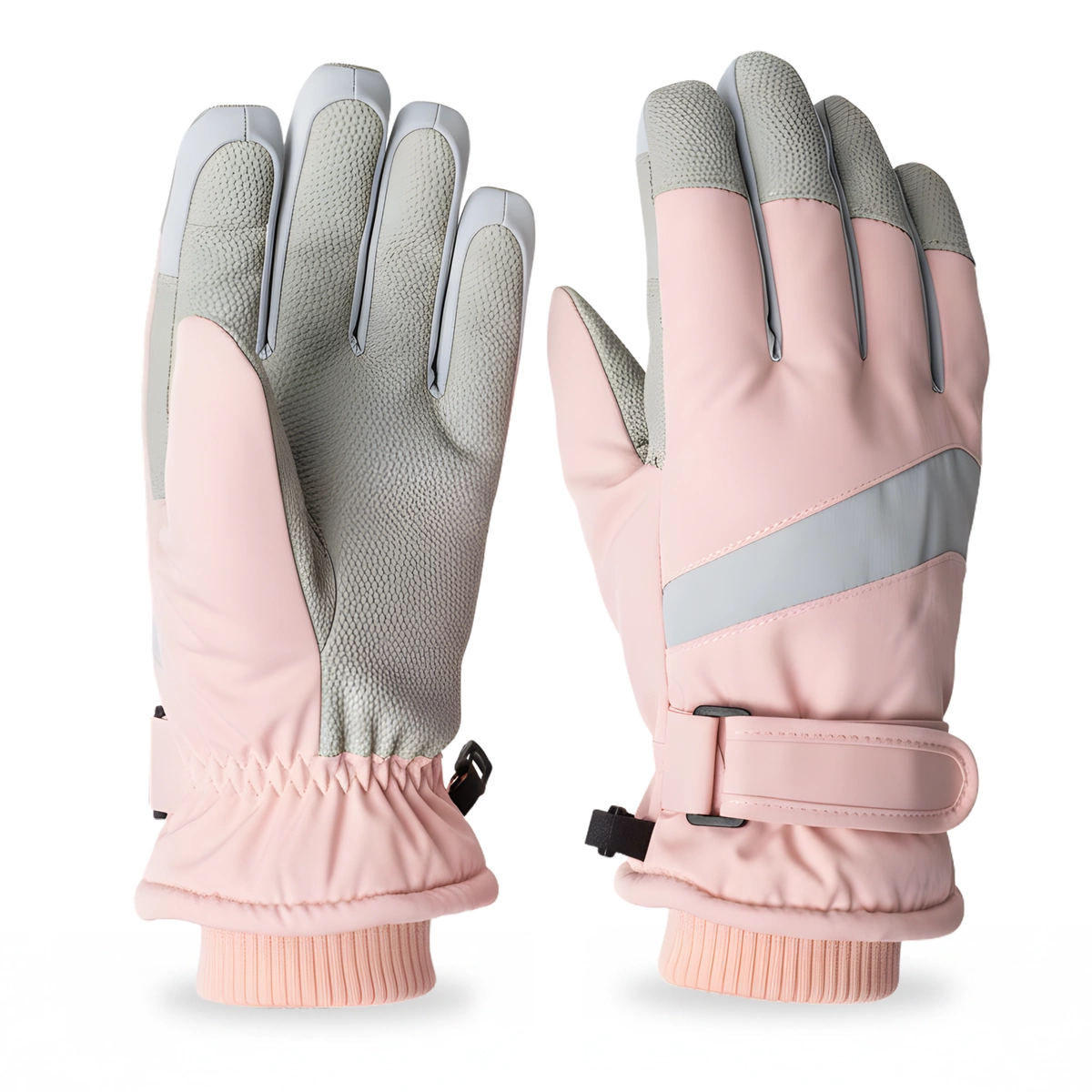 Rękawiczki narciarskie zimowe na snowboard narty M/L jasno-różowe