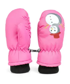 Rękawiczki dziecięce narciarskie zimowe jednopalczaste 12 cm różowe