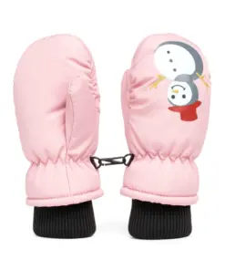 Rękawiczki dziecięce narciarskie zimowe jednopalczaste 12 cm jasnoróżowe