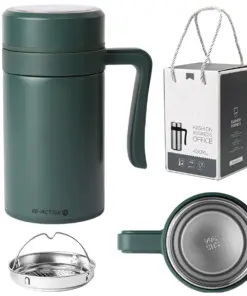 Kubek termiczny termos zielony podwójne ścianki duży 450ml na kawę herbatę