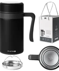 Kubek termiczny termos czarny podwójne ścianki duży 450ml na kawę herbatę