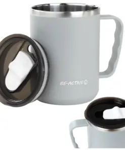 Kubek termiczny szary turystyczny termos z rączką 450ml na kawę herbatę