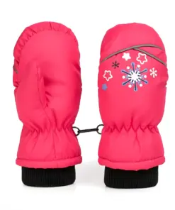 Rękawiczki dziecięce narciarskie zimowe różowe rękawice jednopalczaste ciepłe 2-6 lat