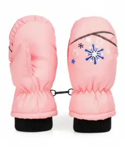 Rękawiczki dziecięce narciarskie zimowe jasno różowe rękawice jednopalczaste ciepłe 2-6 lat
