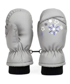 Rękawiczki dziecięce narciarskie zimowe szare rękawice jednopalczaste ciepłe 2-6 lat