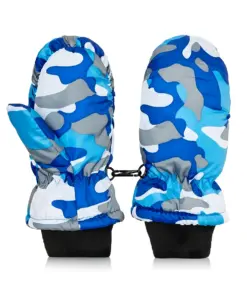 Rękawice zimowe dziecięce ciepłe rękawiczki narciarskie na zimę moro niebieskie