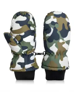 Rękawice zimowe dziecięce ciepłe rękawiczki narciarskie na zimę moro zielone