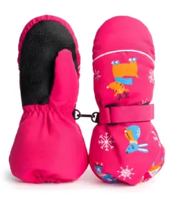 Rękawiczki zimowe jednopalczaste różowe narciarskie wodoodporne rękawice dla dzieci