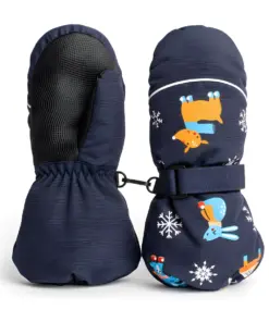 Rękawiczki zimowe jednopalczaste granatowe narciarskie wodoodporne rękawice dla dzieci