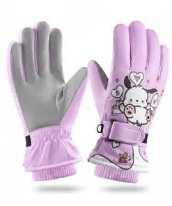 Rękawiczki zimowe ortalionowe ciepłe rękawice narciarskie dla dzieci fioletowe