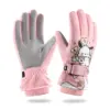 Rękawiczki zimowe ortalionowe ciepłe rękawice narciarskie dla dzieci różowe