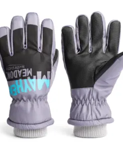 Rękawiczki ortalionowe ciepłe grube dla chłopca rękawice narciarskie szare