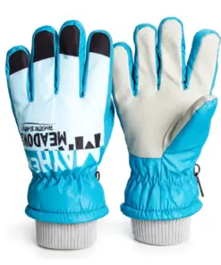 Rękawiczki ortalionowe ciepłe grube dla chłopca rękawice narciarskie błękitne