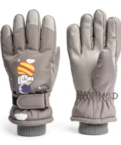 Rękawice ciepłe narciarskie dla dzieci grube zimowe rękawiczki kosmos szare