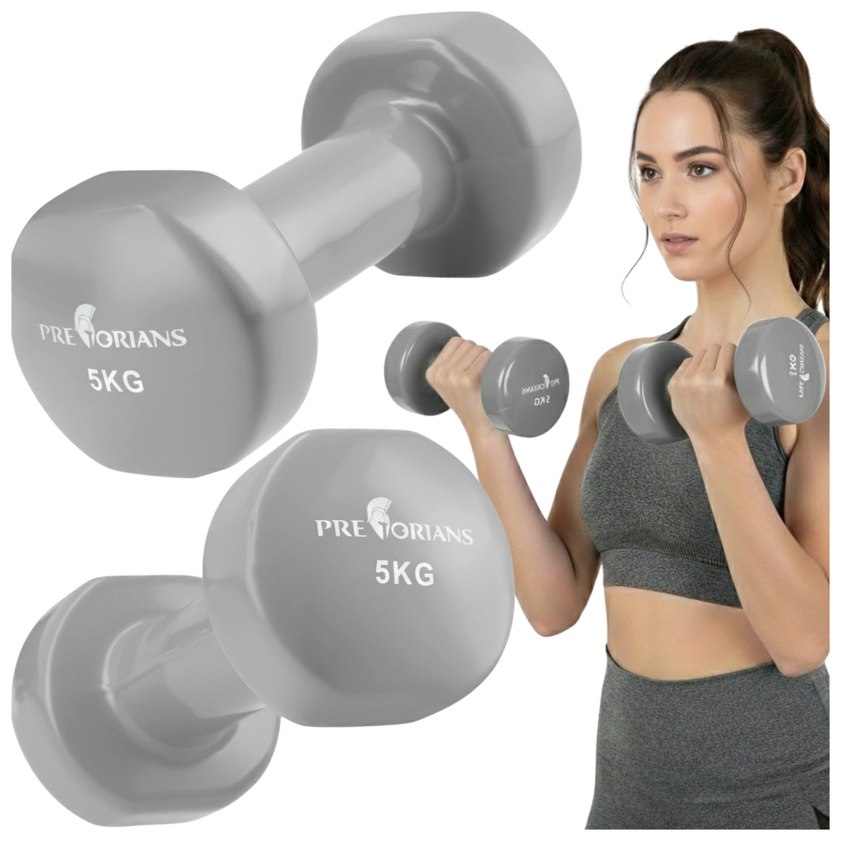 Hantle winylowe 2 x 5 kg do treningu w domu i fitness