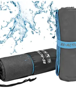 Ręcznik szybkoschnący z mikrofibry 180x100cm szaro-niebieski